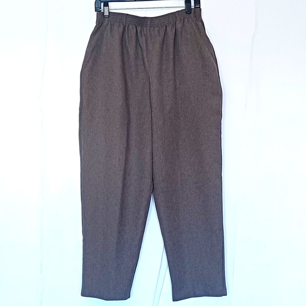 Briggs Petite Women’s 14P Gray Pull-On Dress Pants Vintage Elastic Waist Pockets